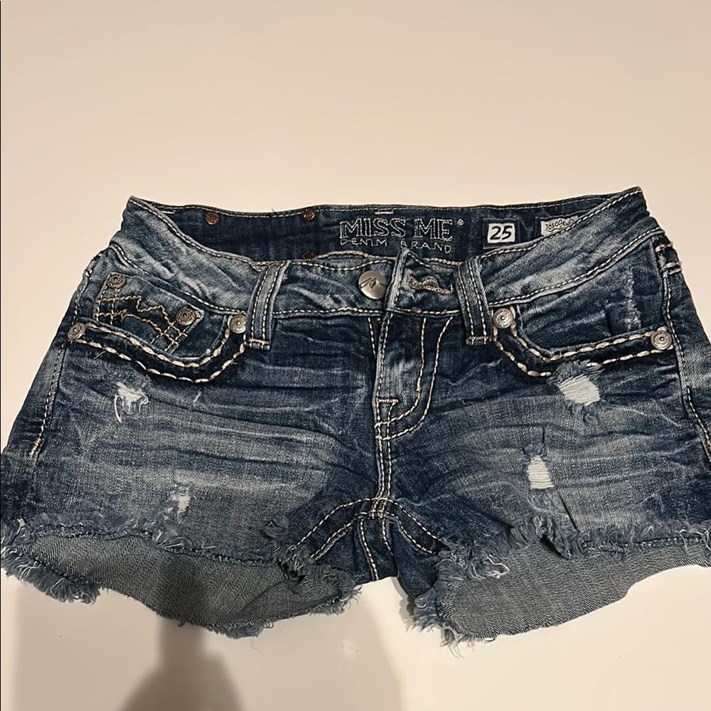 Miss Me Blue Distressed Jean Shorts Vintage Style